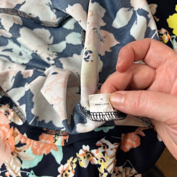 Nuggles skirt set women’s XL blue pink floral print long sleeve peplum blouse - Picture 8 of 11